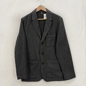 Gap Blazer Mens Small Gray Herringbone Relaxed Wool Sport Coat Jacket Italian